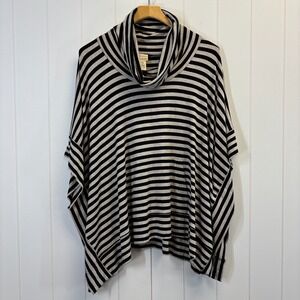 Andrea Jovine Women Boho Scandi Striped Cowl Neck Top Size M Lagenlook